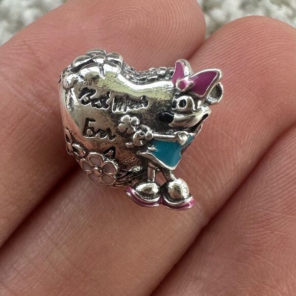 NWOT Pandora x Disney Best Mum Ever Minnie Mouse Heart Charm 791084C01 - Picture 10 of 15